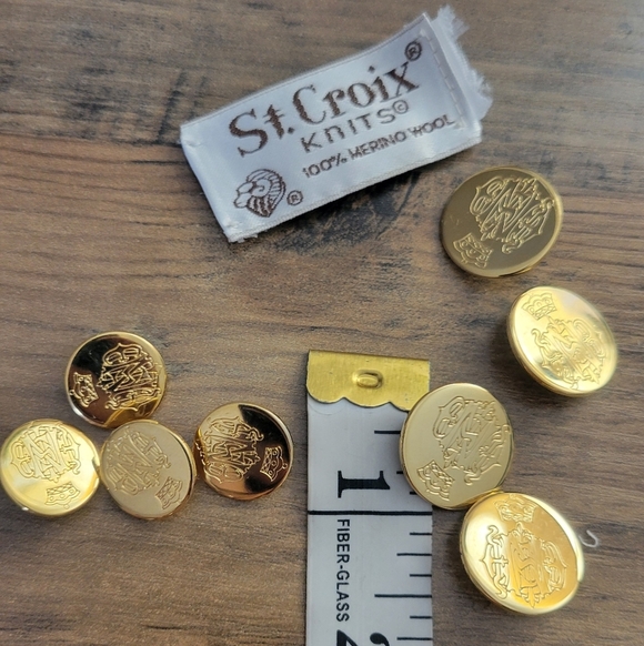 St. Croix Vintage 8 Emblem Gold Buttons - Picture 2 of 3